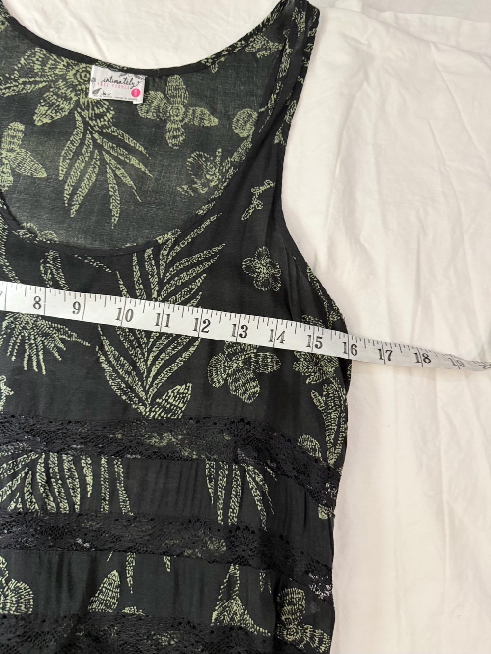 FREE PEOPLE Voile and Lace Trapeze Slip Dress Black Green Fern XS - Picture 9 of 11
